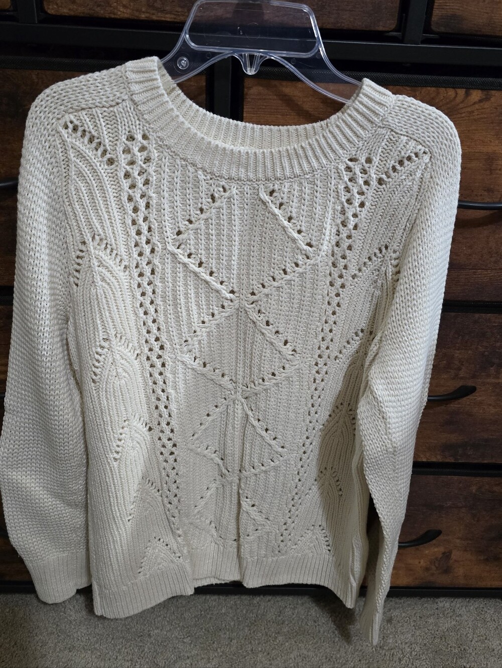 Old Navy Cream Open-Knit Crewneck Sweater